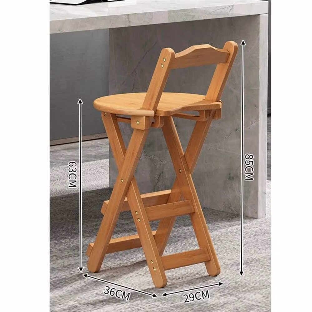 FLAVORA Foldable Bamboo Backrest Bar Stool in Natural Brown – 2
