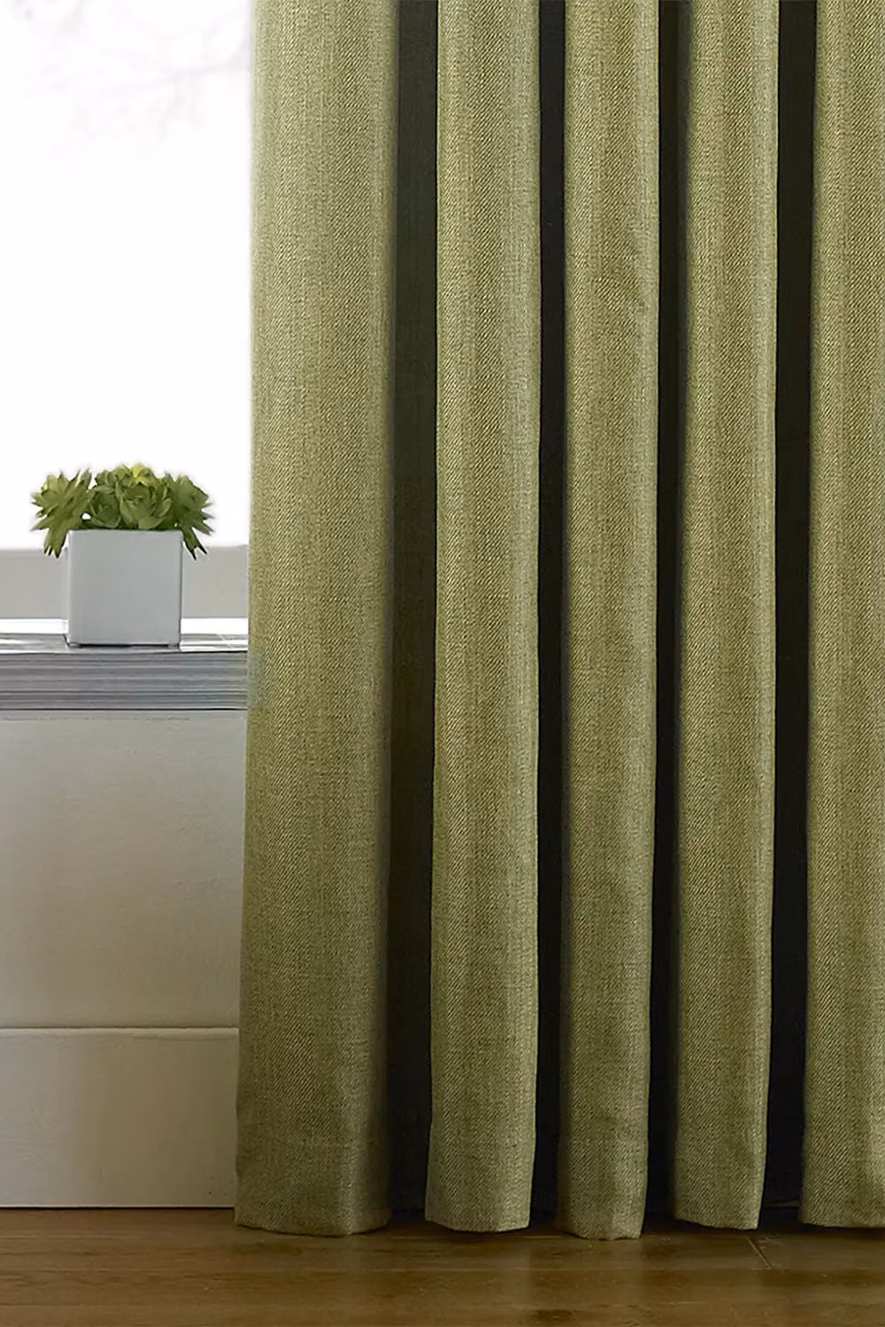 Paoletti Atlantic Twill Woven Eyelet Curtains in Green, Width: 229 cm, Drop: 183 cm – 3