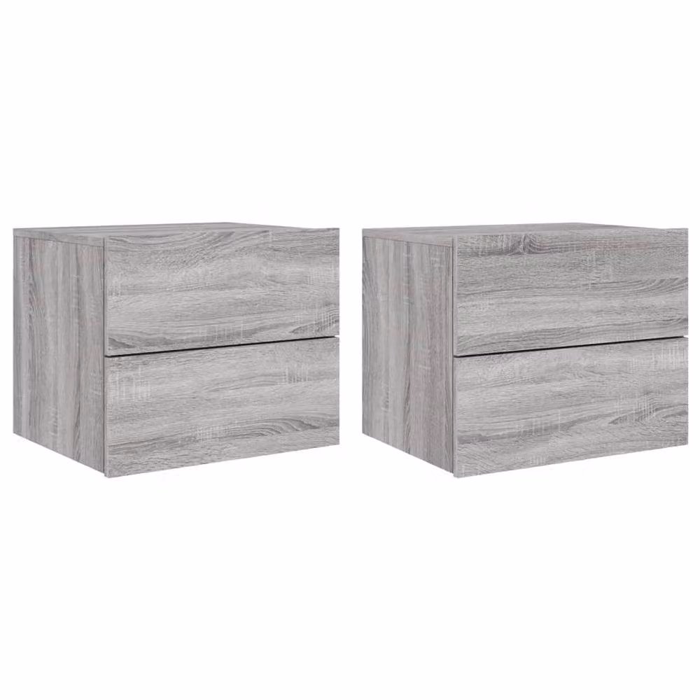 Berkfield Home Wall-mounted Bedside Cabinets with Integrated LED Lights, Set of 2, Grey Sonoma – 2