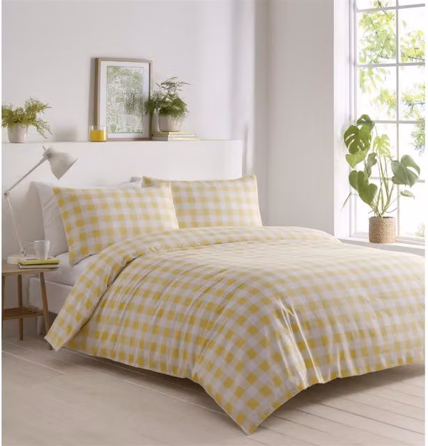 Rapport Yellow Gingham Country House Duvet Cover Set, 180 x 200 cm