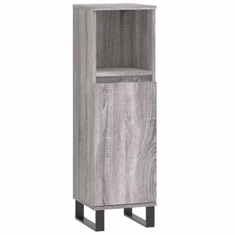 Berkfield Home Grey Industrial Bathroom Cabinet with Hinged Doors and Internal Shelves, W/D/H: 30 x 30 x 100 cm