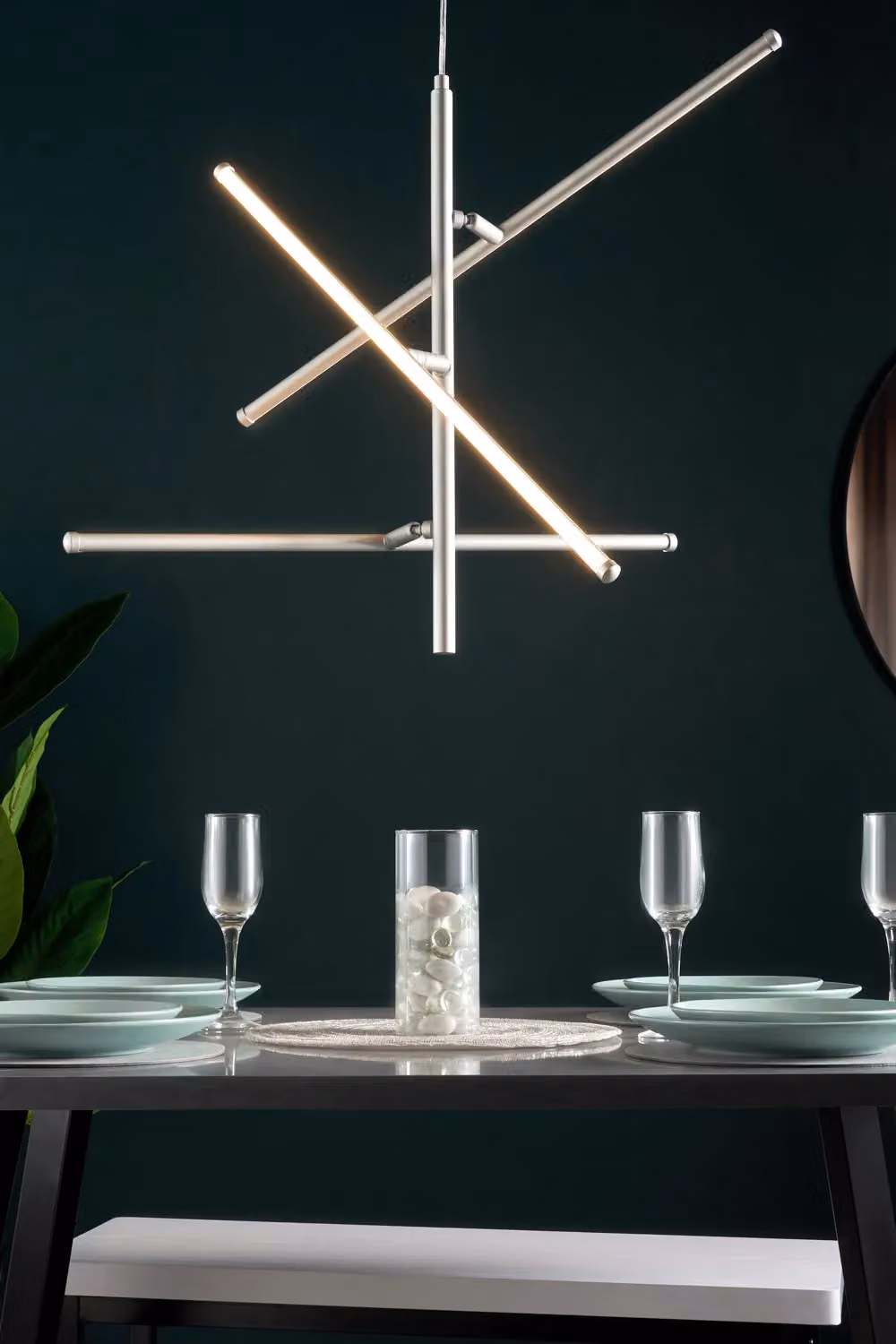 BHS Lighting Zaha Silver Stick LED Suspended Pendant Ceiling Light – 2