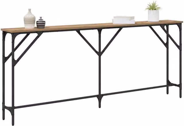 Berkfield Home Artisan Oak Console Table in Brown, W/D/H: 180 x 23 x 75 cm
