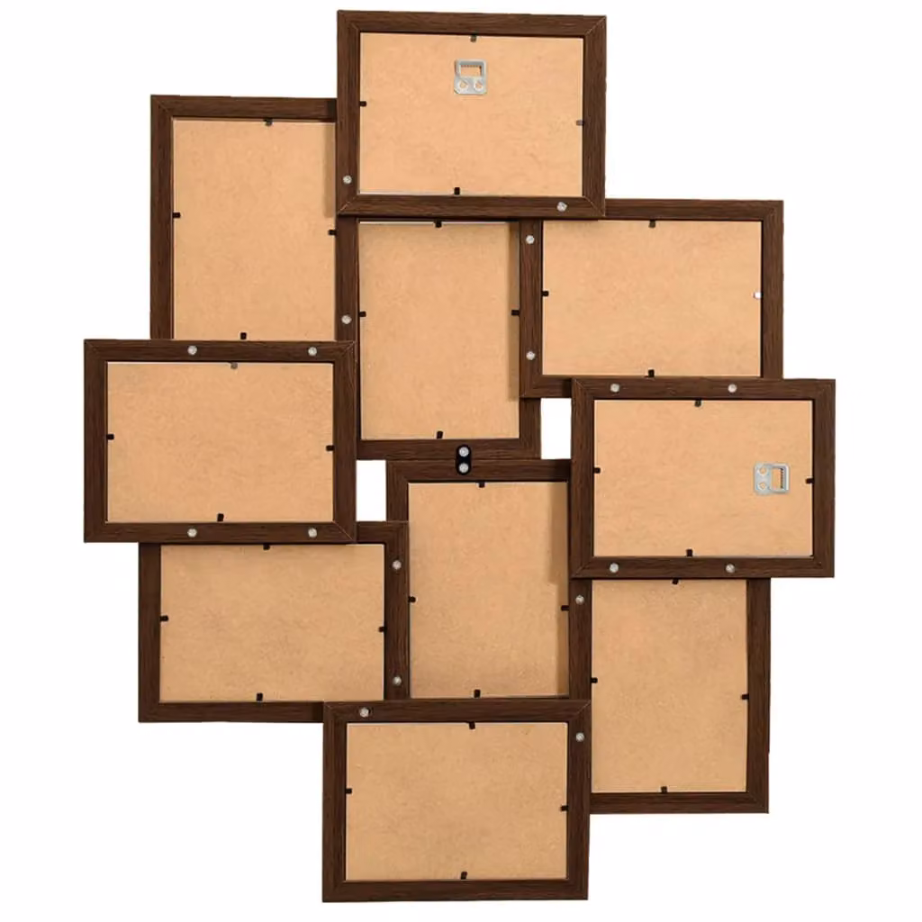 Berkfield Home Modern Rectangular Collage Photo Frame in Dark Brown for 10 x 10x15 cm Pictures – 3