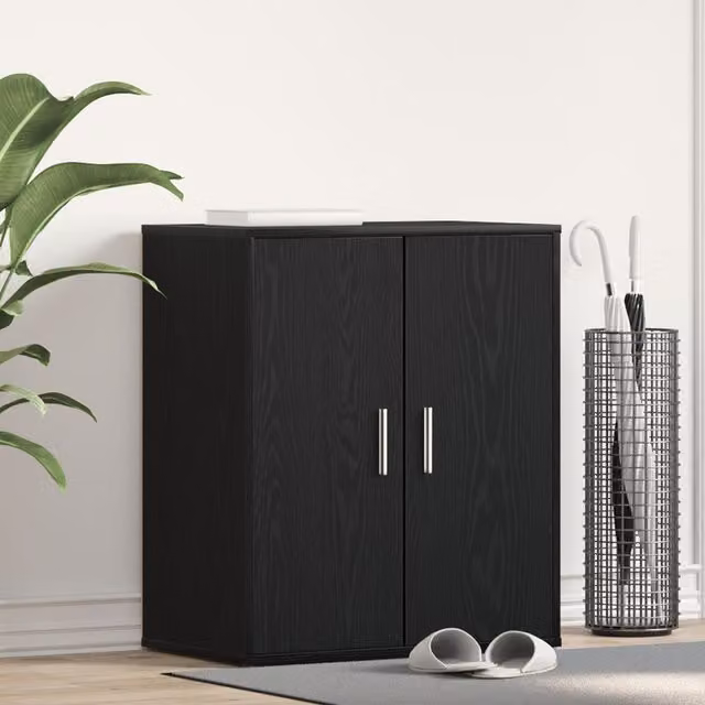 Berkfield Home Black Oak Shoe Cabinet, W/D/H: 60 x 35 x 70 cm