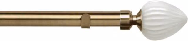 New Edge Blinds Metal Eyelet Curtain Pole Set with Realm Finial in Gold and Bronze, Length: 230 cm
