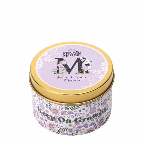 Disney Minnie Mouse Scented Tin Candle, Wisteria Floral, Purple and White, 175g – 1