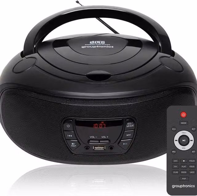 Grouptronics CD Player with DAB+ and FM Radio and Remote Control, Black