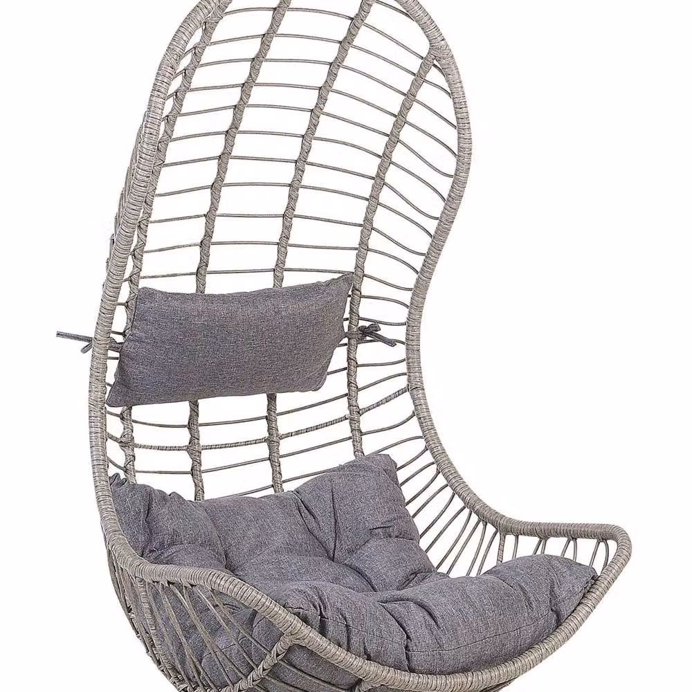 Wyld and Coco Grey Rattan Hanging Chair with Two Cushions – 2