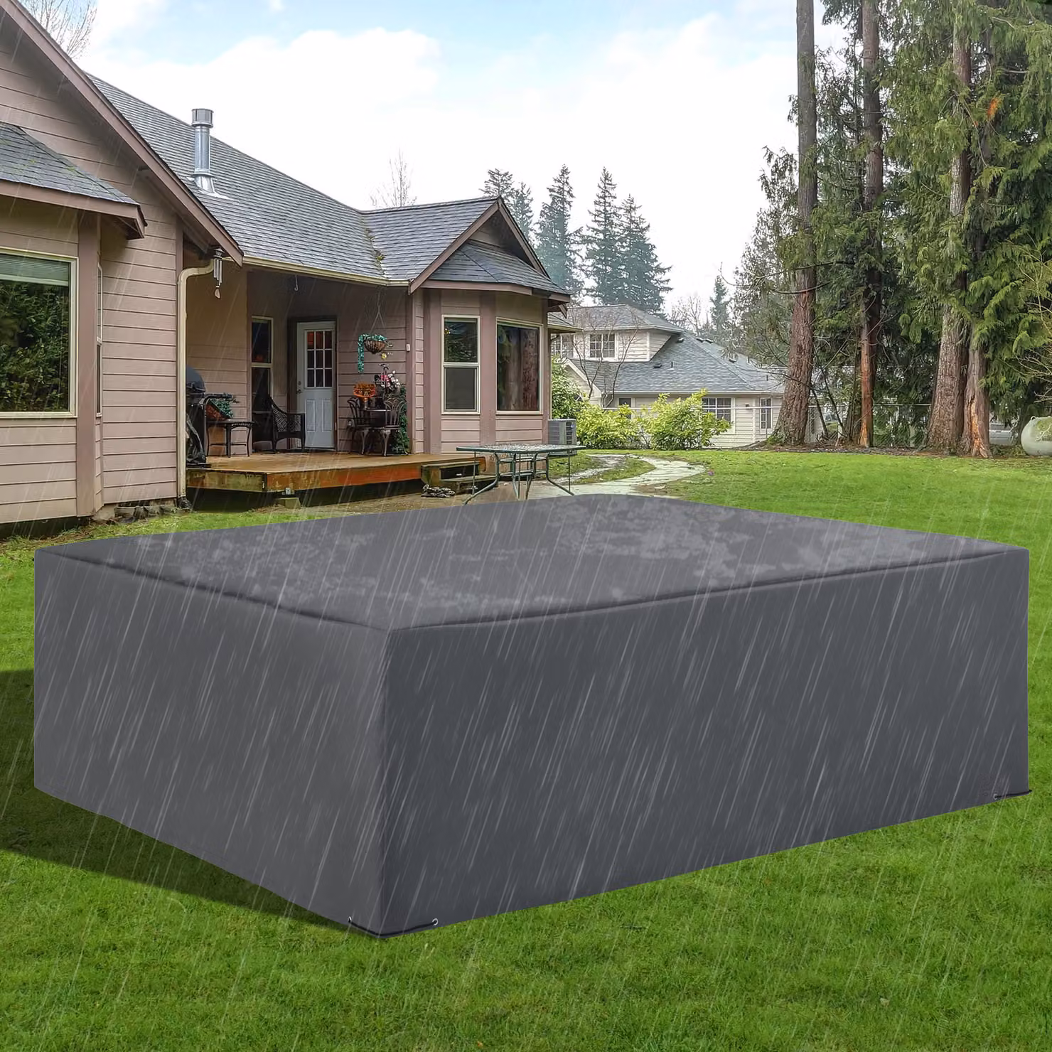 Outsunny Oxford Patio Corner Set Cover in Grey, Waterproof and Anti-UV, W/D/H: 225 x 210 x 70 cm – 2