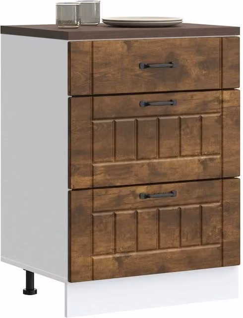 Berkfield Home Lucca Kitchen Base Cabinet in Smoked Oak Brown