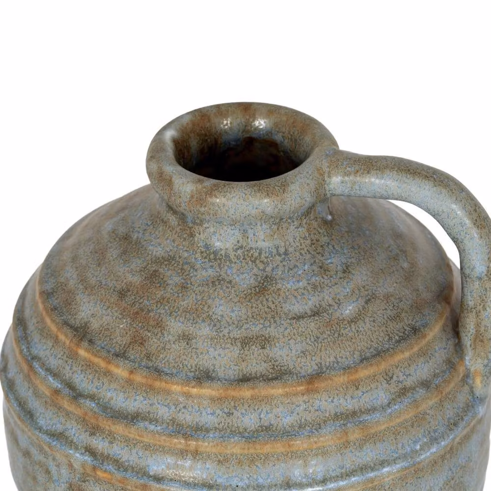 Wyld Haus Kala Large Rustic Ceramic Jug Vase with Handle in Grey and Brown – 3