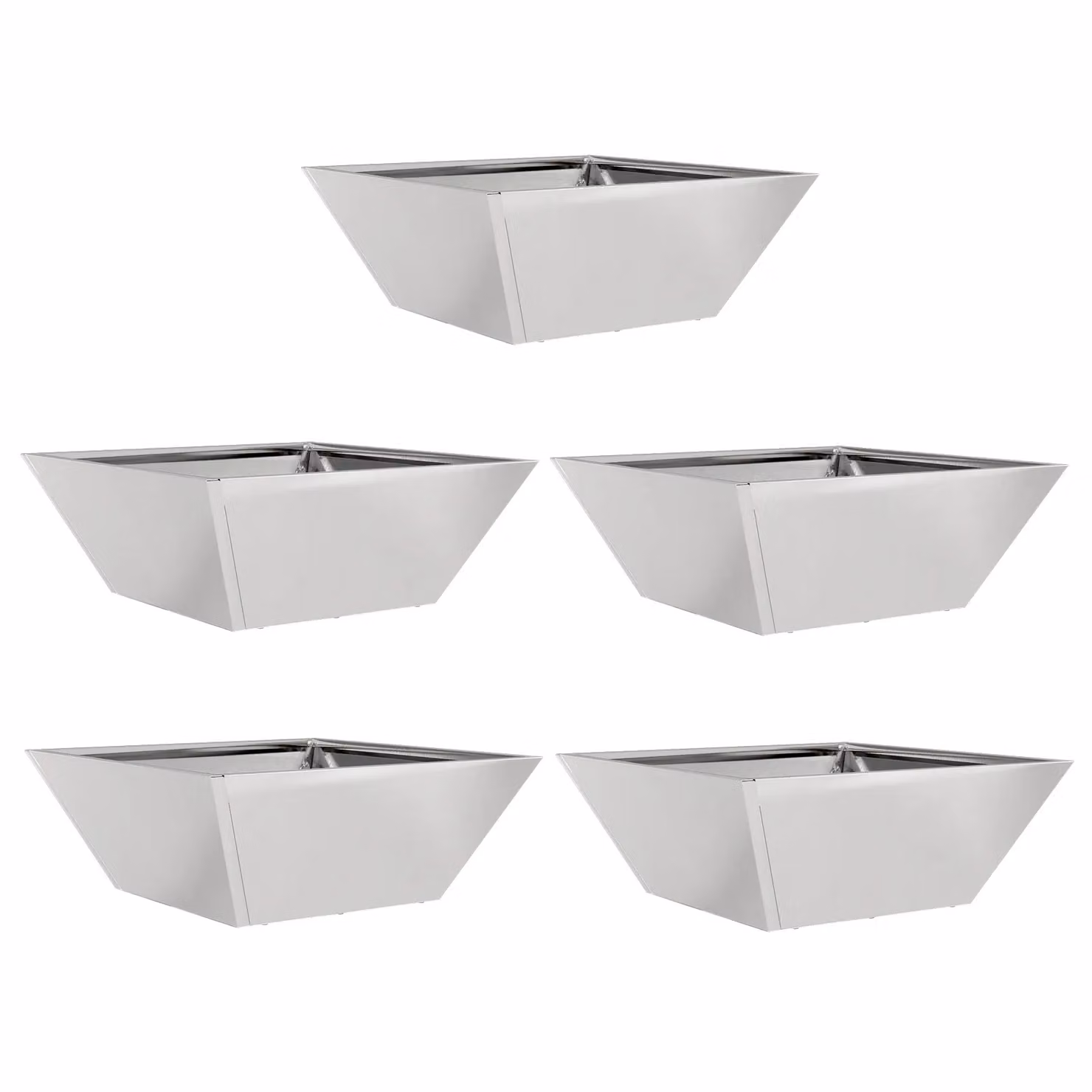 Berkfield Stainless Steel Garden Bowl Planters, Silver, 5 Pack, W/D/H: 40 x 40 x 15 cm – 2