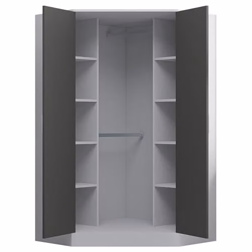 Reflect 2 Piece Wardrobe Bundle with Corner and 3 Door Wardrobe in Grey Gloss and Matt White, H 180 cm x W 215 cm x D 103 cm – 2