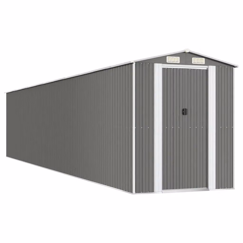 Berkfield Home Galvanised Steel Garden Shed in Grey, W/D/H: 192 x 1021 x 223 cm – 2