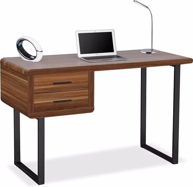 HARMONIA Modern Walnut Computer Desk for Home Office, W: 120 cm, D: 50 cm, H: 75.8 cm