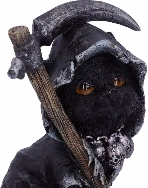 Nemesis Now Grim Reaper Feline Cat Figurine in Black and Silver