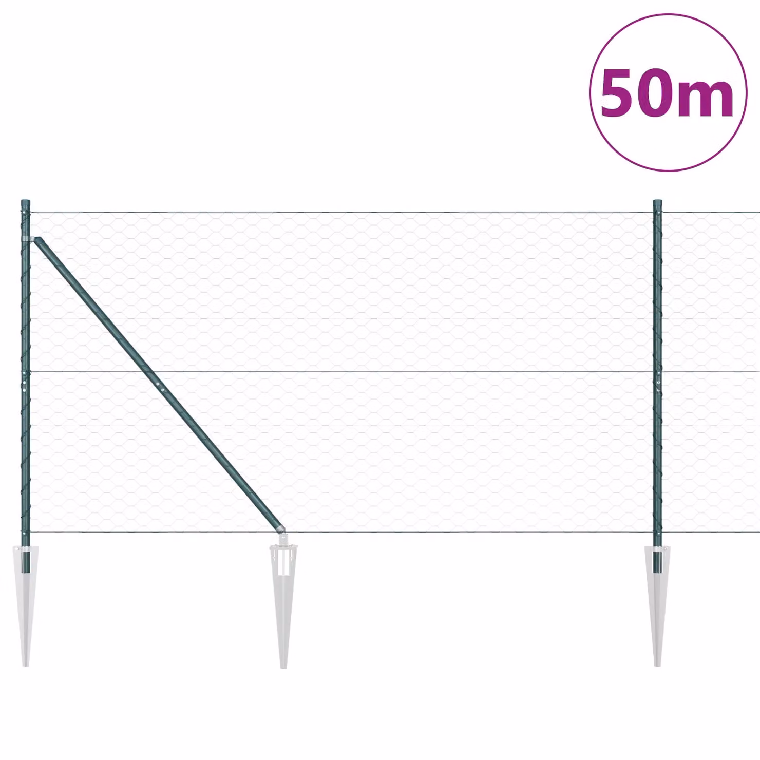 Berkfield Home Green PVC Coated Steel Hexagon Fence, H: 140 cm x L: 50 m – 2