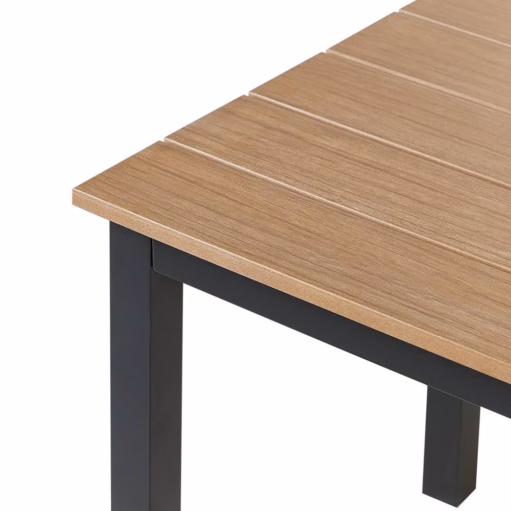 Wyld and Coco Outdoor Coffee Table with Brown Plastic Wood Top and Black Powder Coated Aluminium Frame, W/D/H: 96 x 52 x 50 cm – 3