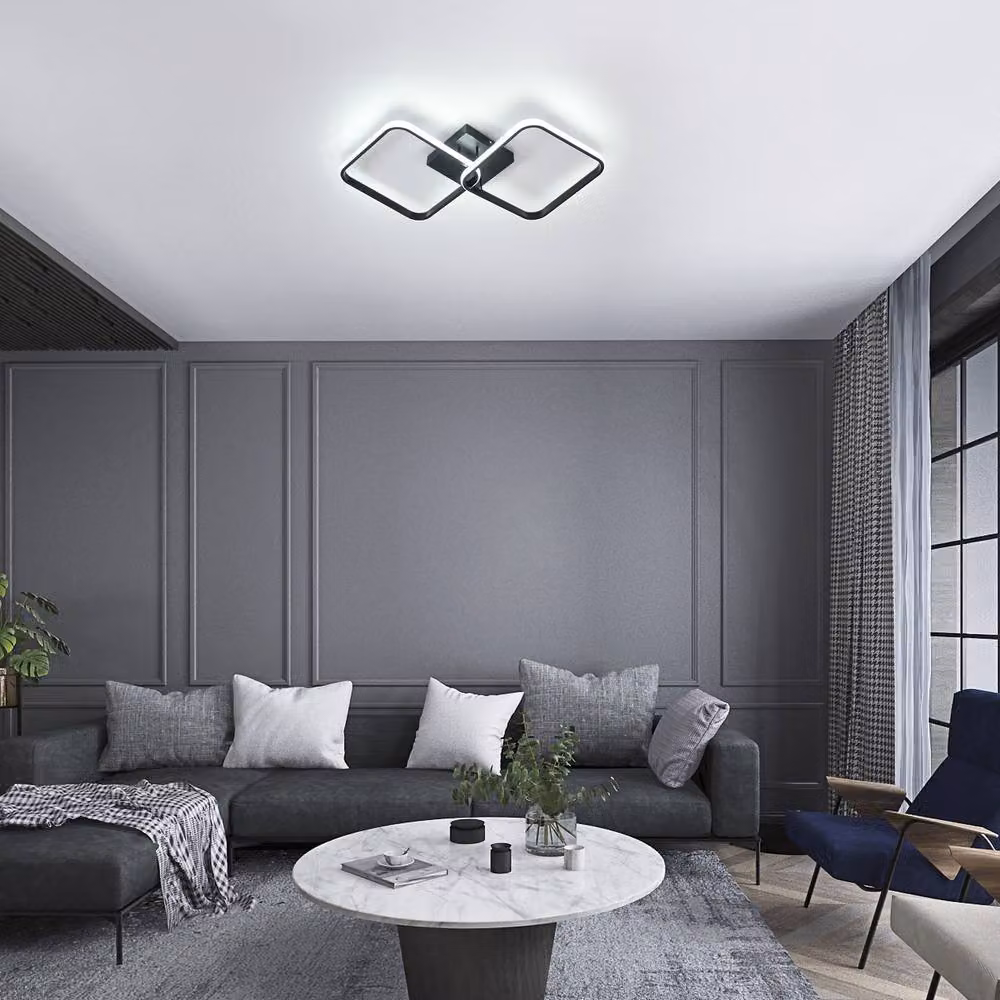 Pheashine Black Modern Square LED Ceiling Light, 42W, 6500K Cool White – 3
