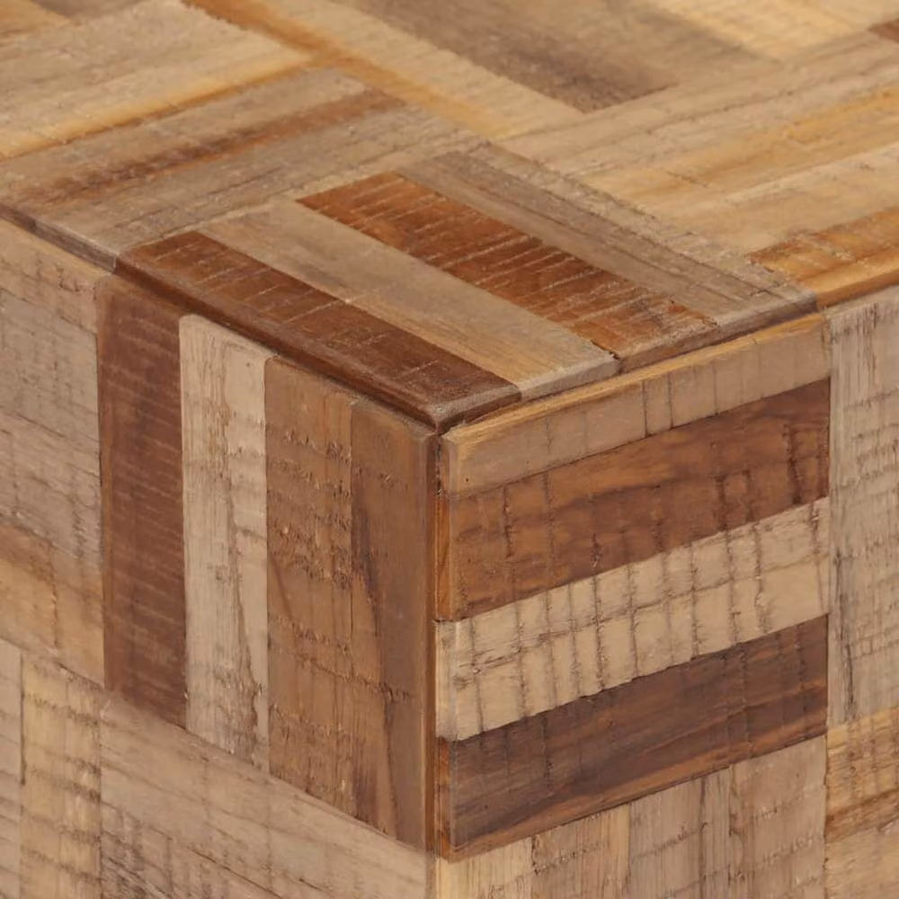 Berkfield Home Modern Square Side Table in Brown Multicolour Solid Reclaimed Teak, W/D/H: 40 x 40 x 45 cm – 3