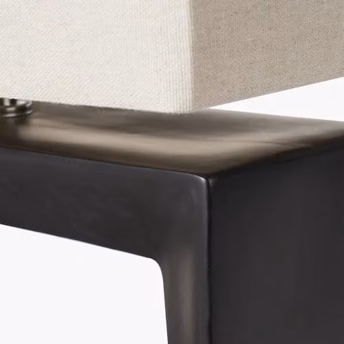 Pacific Lifestyle Abstract Square Ceramic Table Lamp with Beige Fabric Shade, Black, W: 32 cm, D: 16 cm, H: 34.5 cm – 5