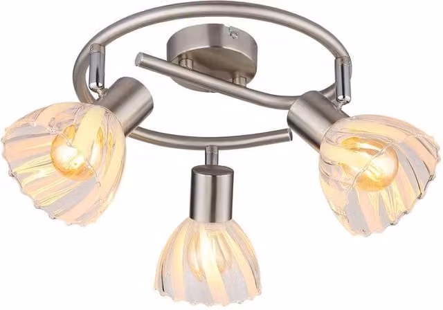 Netlighting Zachery Ceiling Spotlight Cluster with Grey Glass Shades and Nickel Matt Finish, 3x E14 – 1