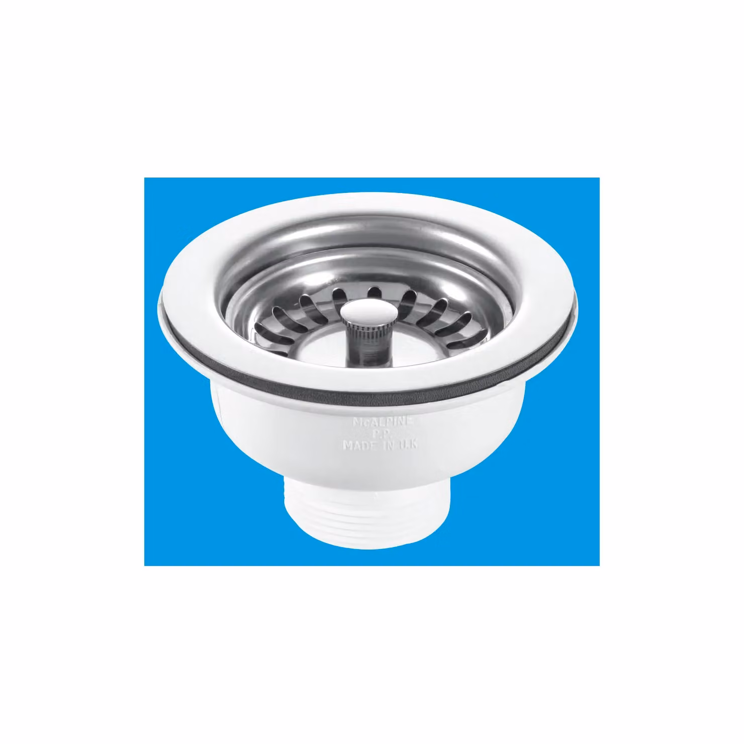 McAlpine 1.5 inch Basket Strainer Waste for Kitchen Sinks with Stainless Steel Flange and White Push Open Plug – 2