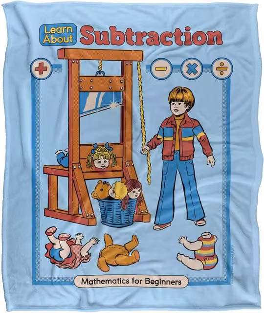 Steven Rhodes Learn About Subtraction Multicolour Super Soft Fleece Throw Blanket W/D/H: 152 x 127 cm