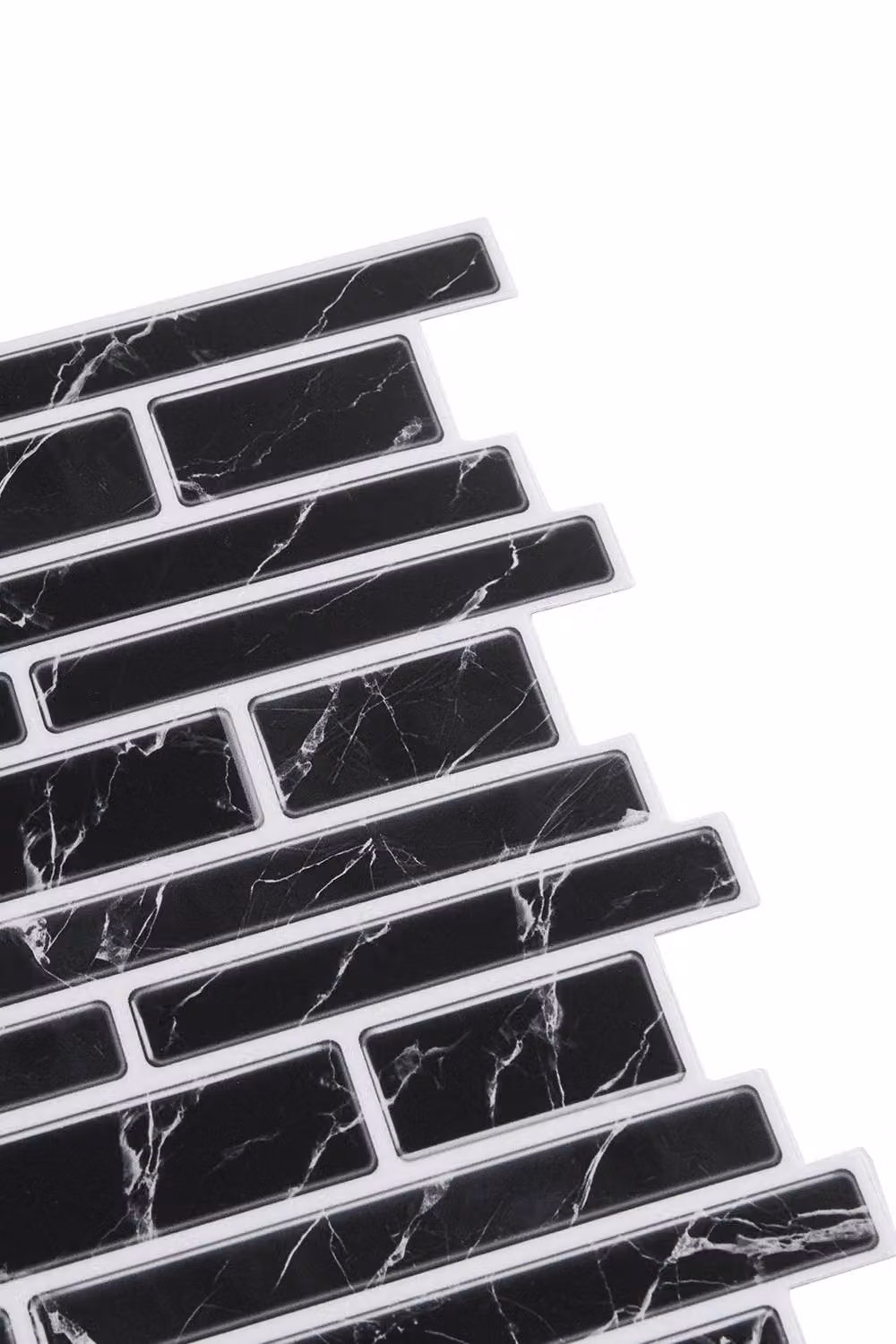 Living and Home 10-Piece Self-Adhesive Marble Effect Mosaic Splashback Wall Sticker Tiles in Jet Black – 4