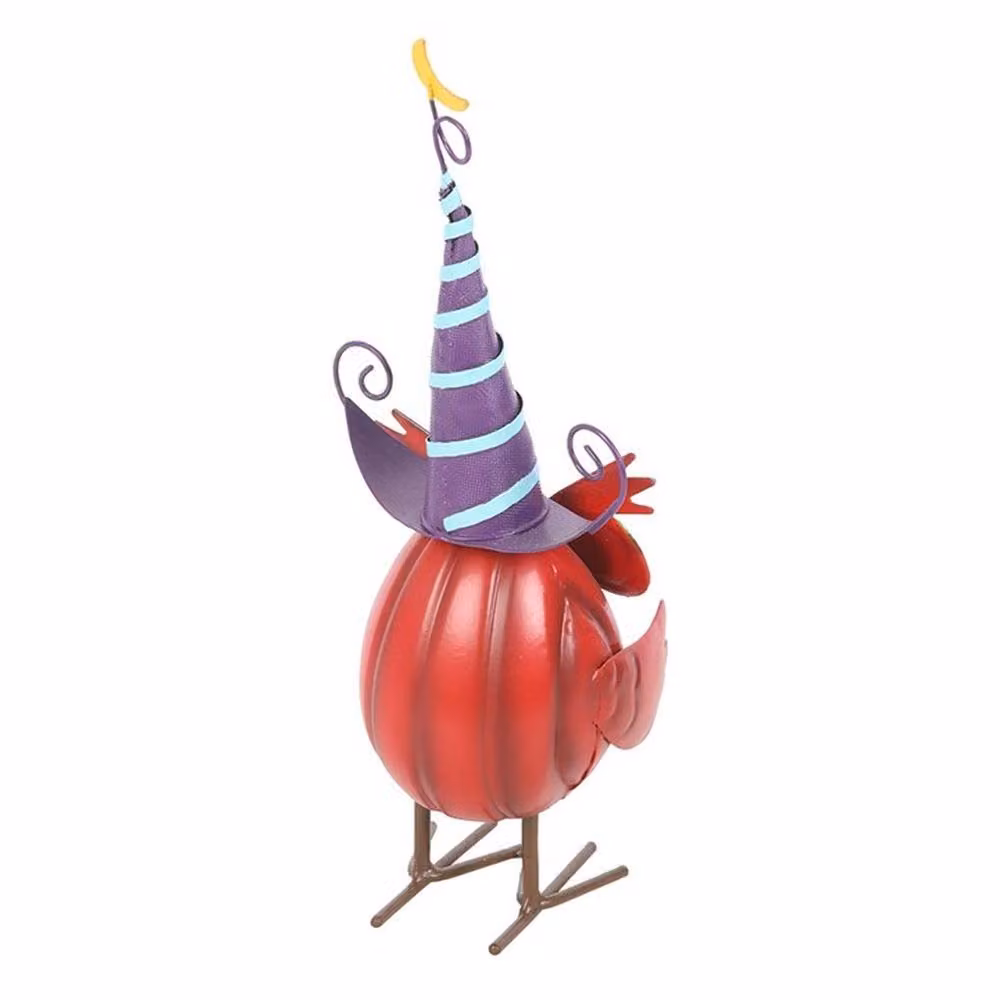 Uniqueful Red and Multicolour Metal Owl Ornament with Witch Hat, Height: 15 cm – 2