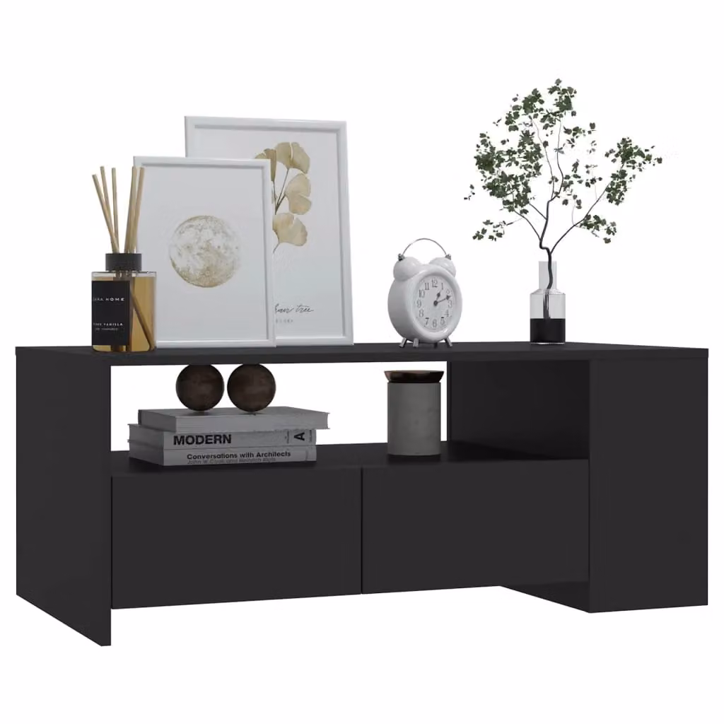 Berkfield Home Black Modern Coffee Table in Engineered Wood, W: 102 cm, D: 55 cm, H: 42 cm – 2