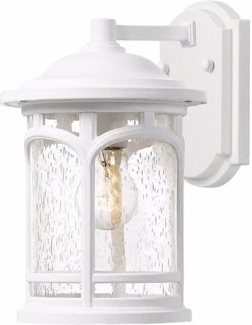 Loops White Outdoor IP44 Wall Lantern with Transparent Glass and E27 LED Bulb Support