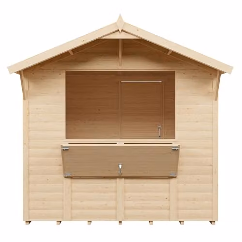 Rowlinsons Bertilo Loglap Market Stall Kiosk in Natural Brown, W: 259 cm, D: 252 cm, H: 241 cm – 2