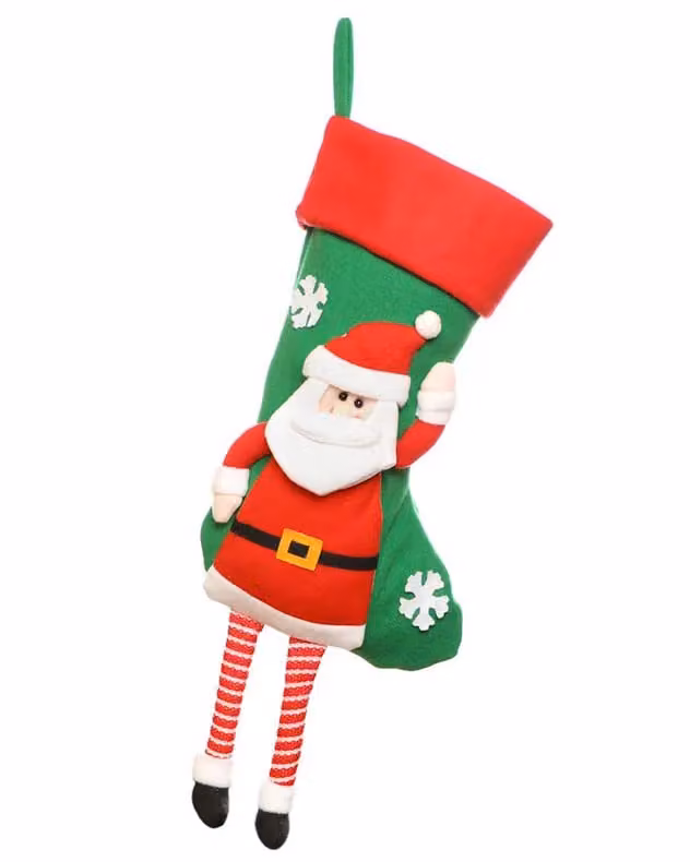 Dibor Set of 4 Santa Hanging Legs Christmas Tree Gift Bags in Green, White and Red – 2