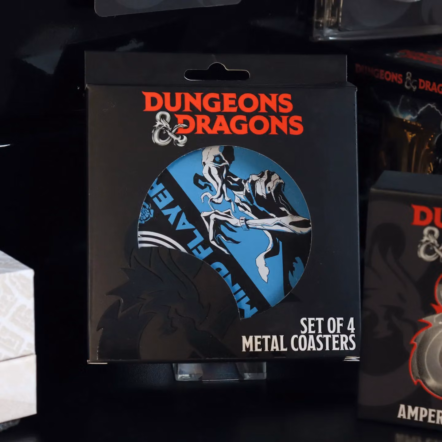FaNaTtik Dungeons & Dragons Monsters Set of 4 Round Printed Metal and Cork Non-Slip Coasters in Multicolour – 10