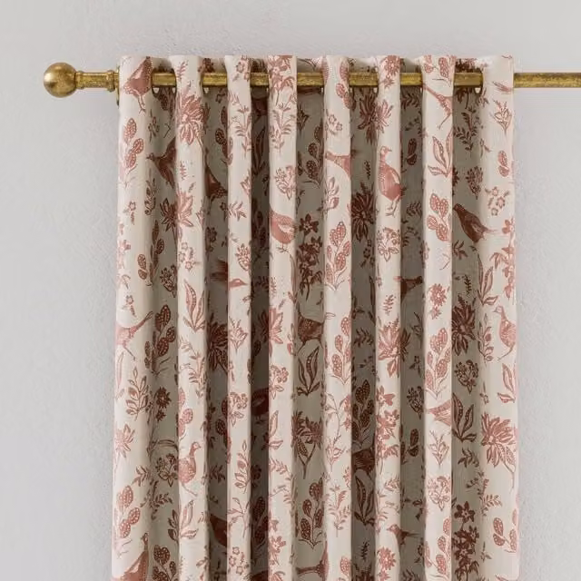 Joules Festival Pheasants Blackout Eyelet Curtains, Multicolour, W: 228.6 cm, H: 228.6 cm
