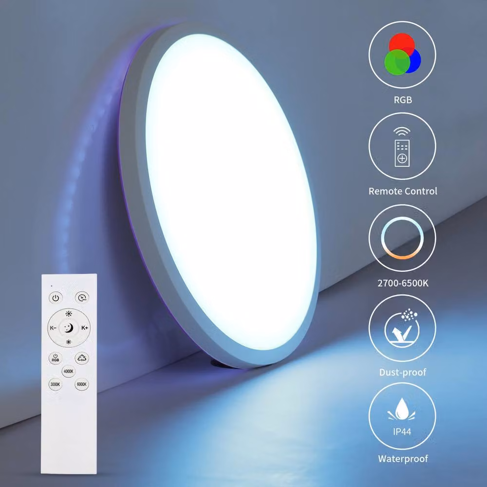 Pheashine White Round LED Ceiling Light, 24W, 4000K, Dimmable with Remote Control, Diameter: 28 cm – 2
