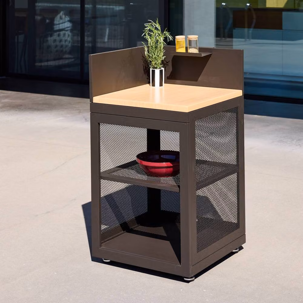 sweeek Outdoor Kitchen Decor in Black with Steel and Wood Construction, W/D/H: 60 x 23 x 110 cm – 3