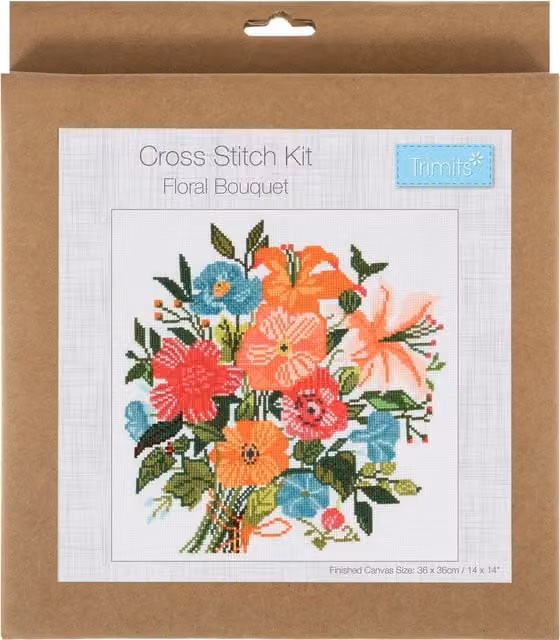 Trimits Large Counted Cross Stitch Kit Floral Bouquet in Yellow and Multicolour