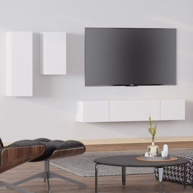Berkfield Home 4 Piece Classic TV Cabinet Set in White MDF