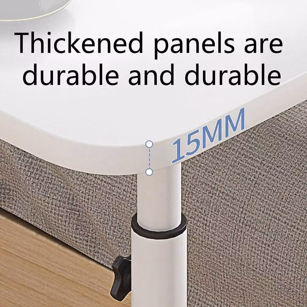 NESTLUNE White Adjustable Height Over Bed Laptop Table with Castors – 5