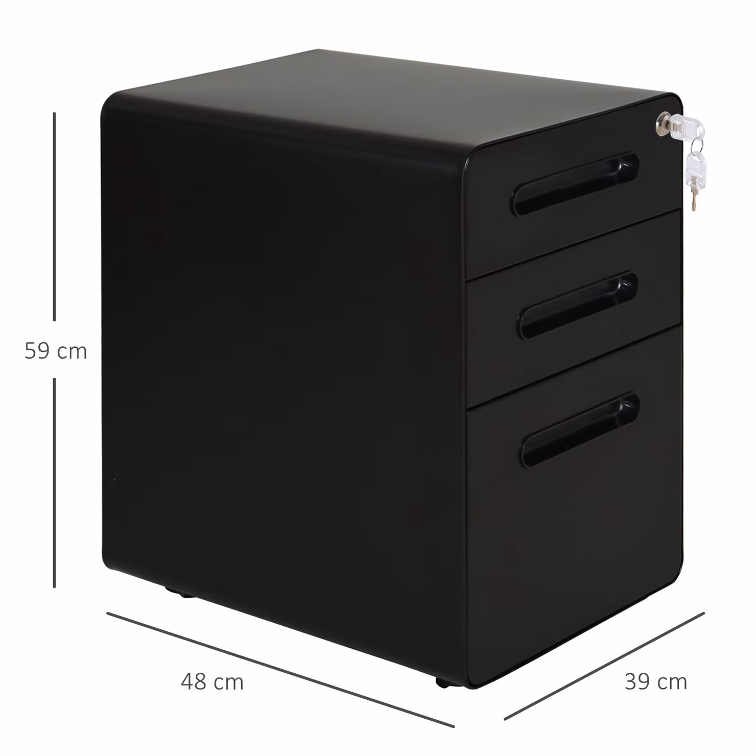 Vinsetto Lockable 3-Drawer Mobile Metal Rolling Vertical File Cabinet in Black – 3