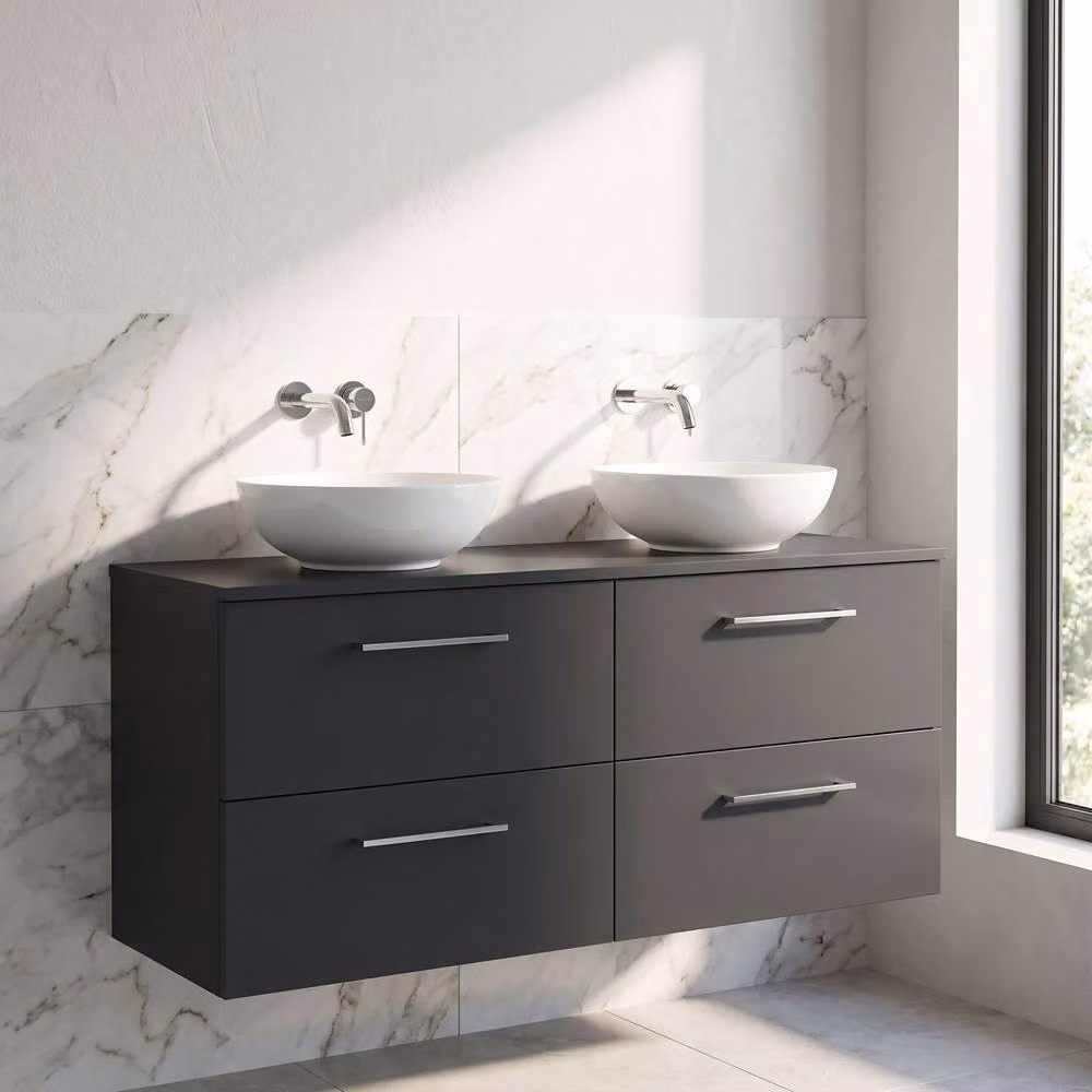 Balterley Level 1200mm Wall Hung 4 Drawer Vanity Unit with Worktop, Dark Grey – 3