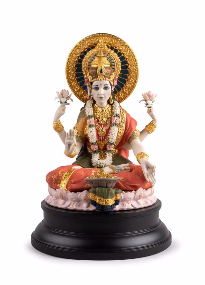 Lladró Goddess Lakshmi Limited Edition Multicolour Porcelain Sculpture