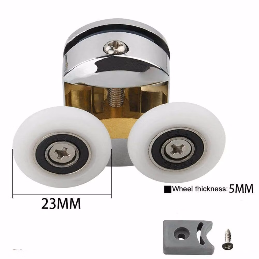 FLAVORA 4Pcs 23mm Twin Shower Door Rollers in Silver Chrome – 5