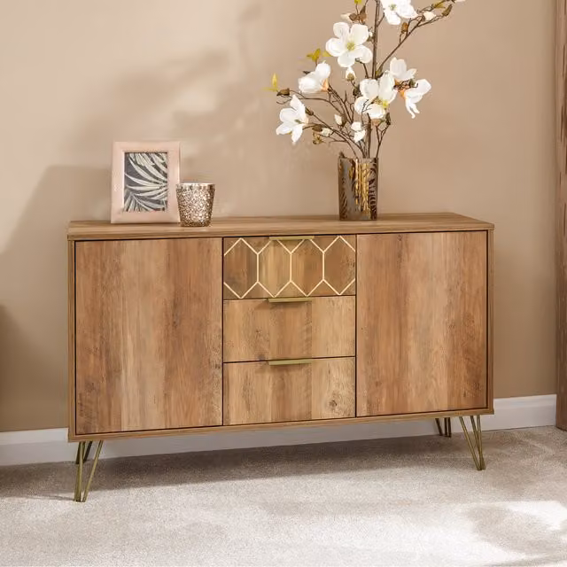 GFW Orleans 2 Door 3 Drawer Sideboard in Brown Mango Effect