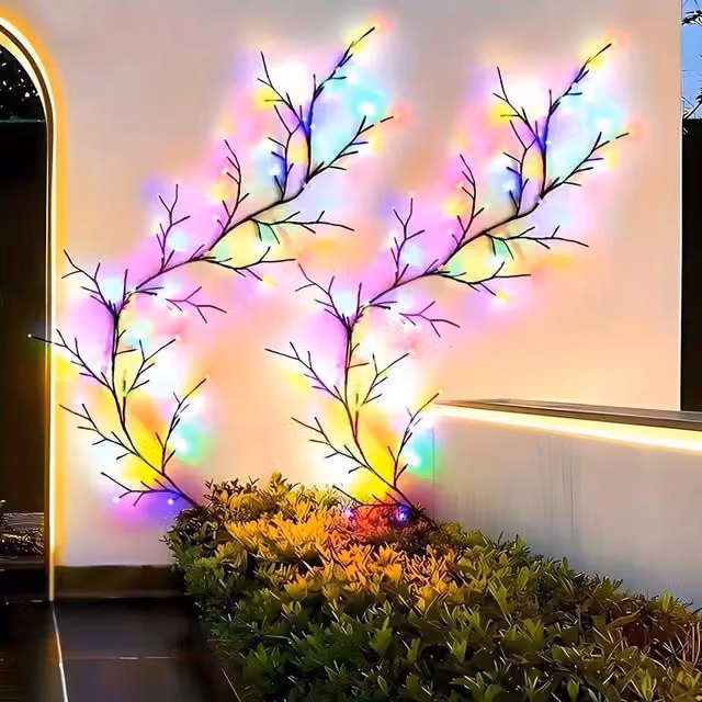EONLION Solar Willow Vine Fairy String Lights, Multicolour and Brown, 100 cm – 1