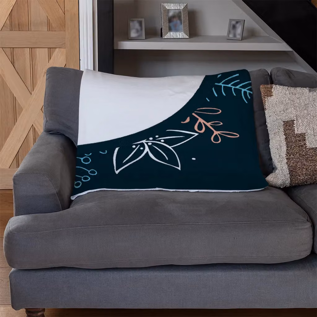Benjamin Tate Design Winter Flowers Floral Fleece Blanket in Blue and Beige, W/D/H: 120 x 150 cm – 3