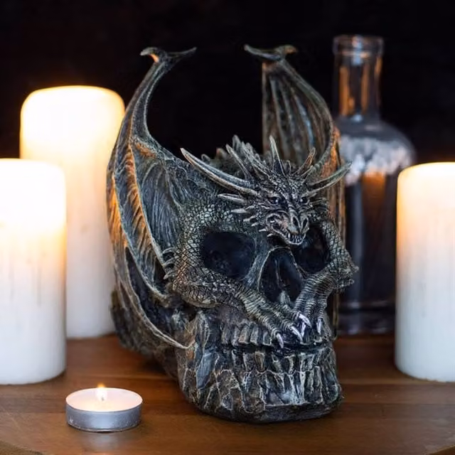 Spiral Direct Draco Dragon Skull Ornament in Grey – 1